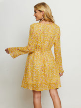 Load image into Gallery viewer, Floral Drawstring Waist V-Neck Dress
