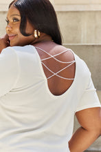 Load image into Gallery viewer, Criss Cross Pearl Detail Open Back T-Shirt
