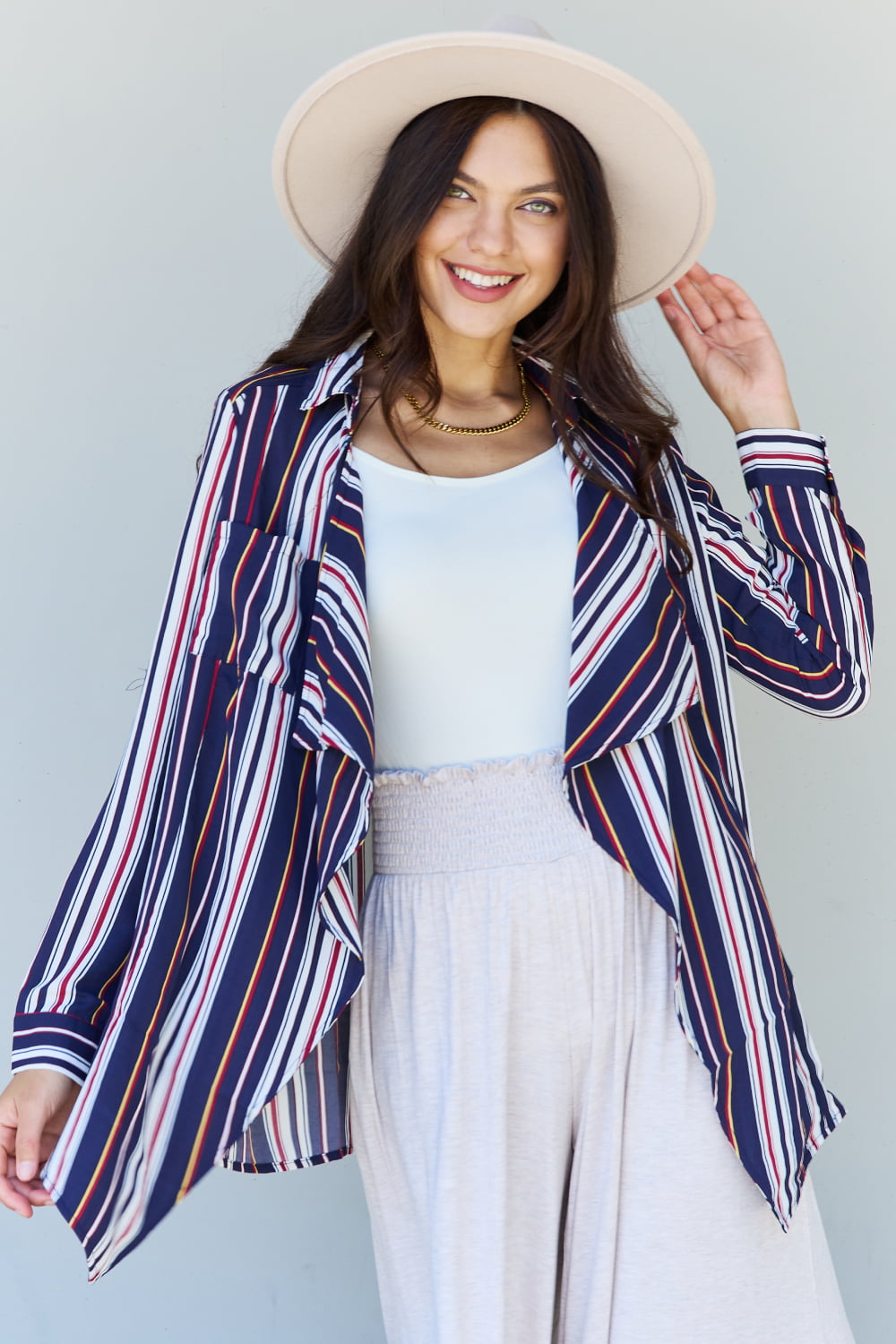 Striped Cardigan in Multi Navy