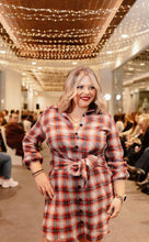Load image into Gallery viewer, Plaid Tie Front Mini Shirt Dress
