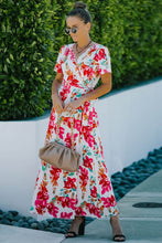 Load image into Gallery viewer, Floral Split Short Sleeve Maxi Dress
