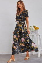 Load image into Gallery viewer, Floral Split Short Sleeve Maxi Dress
