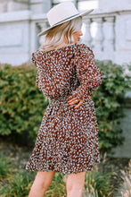 Load image into Gallery viewer, Printed Balloon Sleeve V-Neck Dress
