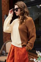 Load image into Gallery viewer, Two-Tone V-Neck Twisted Sweater (online exclusive)
