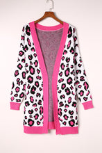 Load image into Gallery viewer, Leopard Contrast Trim Open Front Longline Cardigan*
