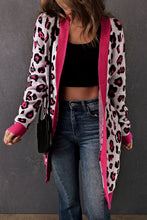 Load image into Gallery viewer, Leopard Contrast Trim Open Front Longline Cardigan*
