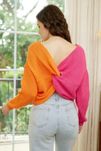 Load image into Gallery viewer, Two-Tone V-Neck Twisted Sweater (online exclusive)
