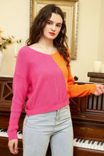 Load image into Gallery viewer, Two-Tone V-Neck Twisted Sweater (online exclusive)
