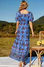 Load image into Gallery viewer, Floral Ruched Puff Sleeve Tiered Maxi Dress
