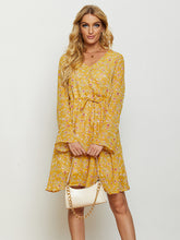 Load image into Gallery viewer, Floral Drawstring Waist V-Neck Dress
