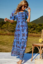 Load image into Gallery viewer, Floral Ruched Puff Sleeve Tiered Maxi Dress
