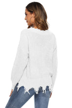 Load image into Gallery viewer, Off-Shoulder Ribbed Long Sleeve Raw Hem Sweater
