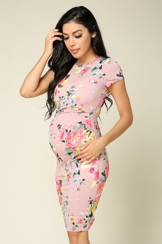 Maternity Bodycon Casual Short Sleeve Mama Dress - Believe Inspire Beauty 