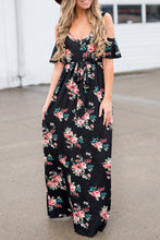 Load image into Gallery viewer, Black Floral Maxi Dress
