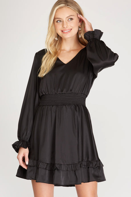 Black satin dress freeshipping - Believe Inspire Beauty