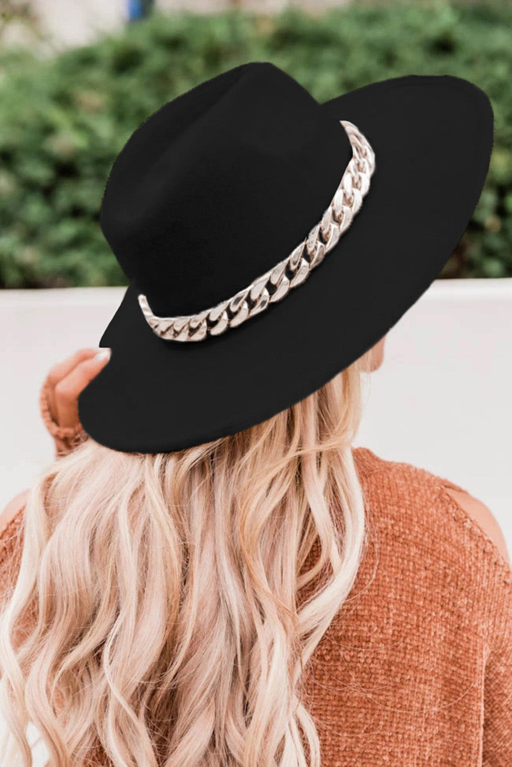 Black Fedora Chain Hat Black Fedora Chain Hat | Yours Clothing main image 3