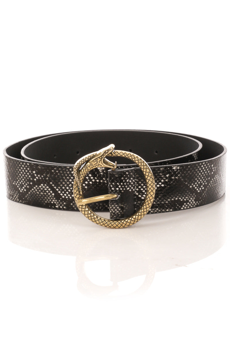 Faux Leather Snakeskin Buckle Belt – Believe Inspire Beauty display picture 2