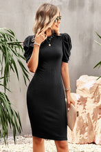 Load image into Gallery viewer, Round Neck Puff Sleeve Bodycon Dress
