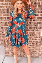 Load image into Gallery viewer, Floral Long Sleeve Pleated Detail Dress
