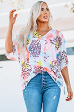 Load image into Gallery viewer, Mixed Print V-Neck Half Sleeve Top
