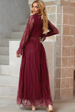 Load image into Gallery viewer, Scalloped Hem Flounce Sleeve Lace V-Neck Maxi Dress*
