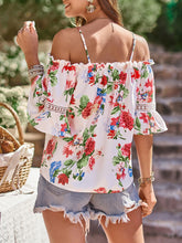 Load image into Gallery viewer, Floral Spaghetti Strap Cold-Shoulder Blouse
