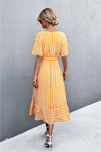 Load image into Gallery viewer, Striped Tie Belt Midi Dress
