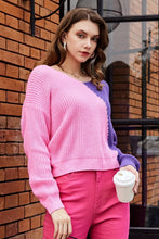 Load image into Gallery viewer, Two-Tone V-Neck Twisted Sweater (online exclusive)
