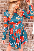 Load image into Gallery viewer, Floral Long Sleeve Pleated Detail Dress
