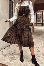 Load image into Gallery viewer, Leopard Print Spaghetti Straps Straight Neck Midi Dress

