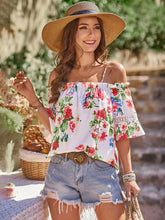 Load image into Gallery viewer, Floral Spaghetti Strap Cold-Shoulder Blouse
