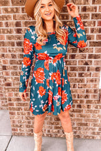 Load image into Gallery viewer, Floral Long Sleeve Pleated Detail Dress
