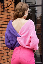 Load image into Gallery viewer, Two-Tone V-Neck Twisted Sweater (online exclusive)
