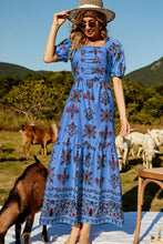 Load image into Gallery viewer, Floral Ruched Puff Sleeve Tiered Maxi Dress
