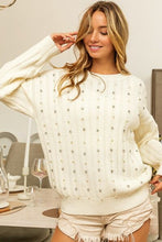 Load image into Gallery viewer, Pearl &amp; Rhinestone Decor Long Sleeve Sweater
