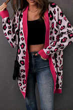 Load image into Gallery viewer, Leopard Contrast Trim Open Front Longline Cardigan*

