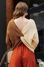 Load image into Gallery viewer, Two-Tone V-Neck Twisted Sweater (online exclusive)
