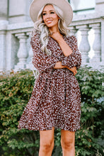 Load image into Gallery viewer, Printed Balloon Sleeve V-Neck Dress
