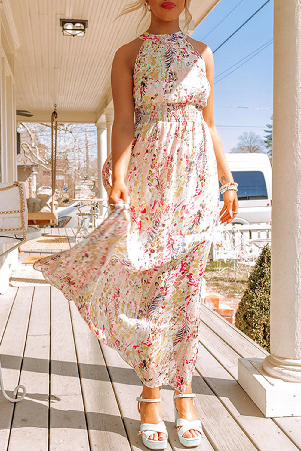 Multicolor Long Floral Dress