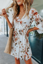 Load image into Gallery viewer, White Floral V-neck Dress
