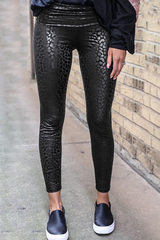 Leopard Leather Leggins - Believe Inspire Beauty 