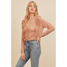 Load image into Gallery viewer, KNIT RUFFLE CARDIGAN
